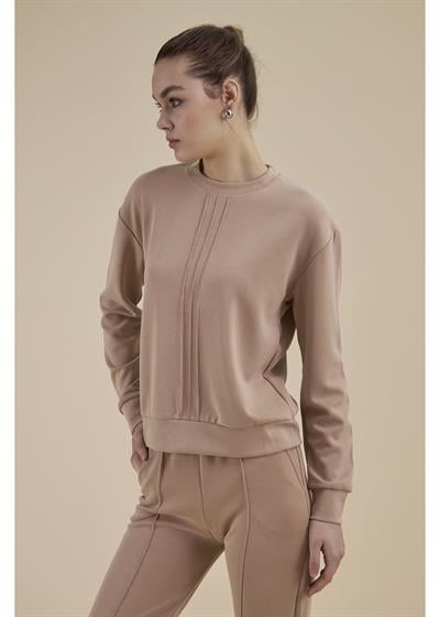 Bisiklet Yaka Uzun Kol Modal Sweatshirt