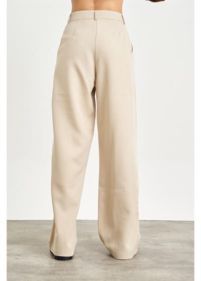 Bol Paça Önü Pileli Atlas Pantolon