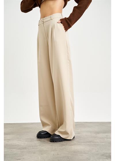 Bol Paça Önü Pileli Atlas Pantolon