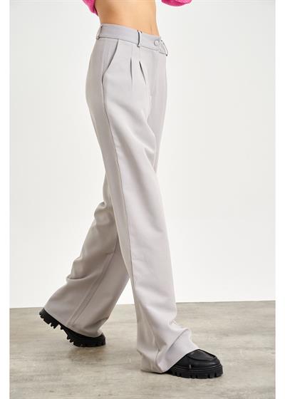 Bol Paça Önü Pileli Atlas Pantolon