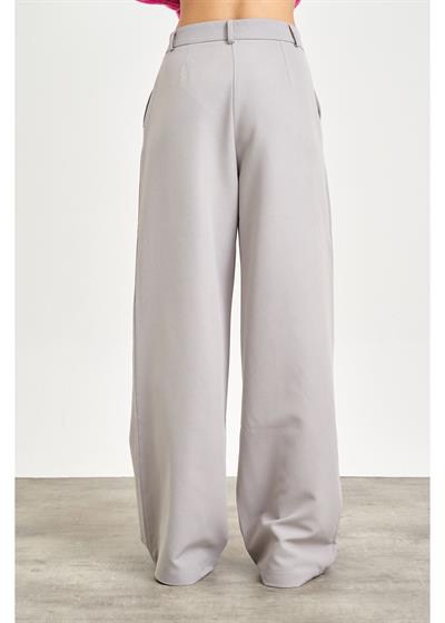 Bol Paça Önü Pileli Atlas Pantolon