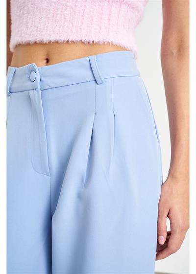 Bol Paça Önü Pileli Atlas Pantolon