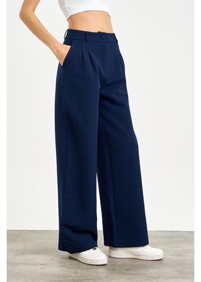 Bol Paça Önü Pileli Atlas Pantolon