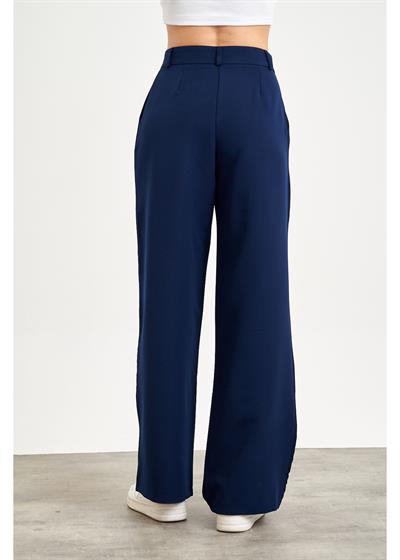 Bol Paça Önü Pileli Atlas Pantolon