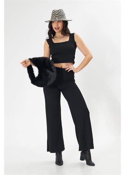 Bol Paça Örme Pantolon 