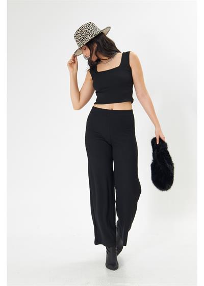 Bol Paça Örme Pantolon 