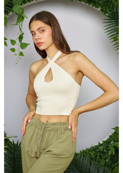 Boyundan Çapraz Bağlamalı Crop Top
