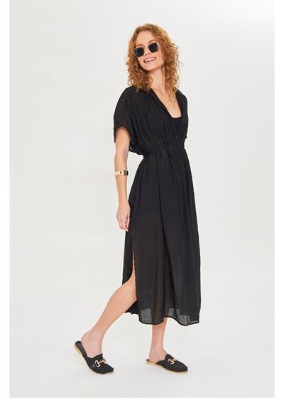 Büzgülü Açık Yaka Kimono 