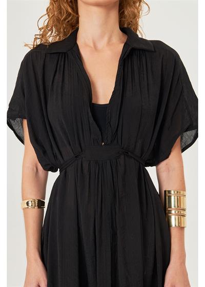 Büzgülü Açık Yaka Kimono 