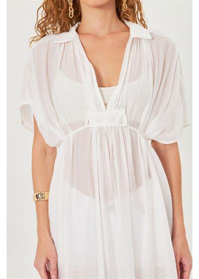 Büzgülü Açık Yaka Kimono 