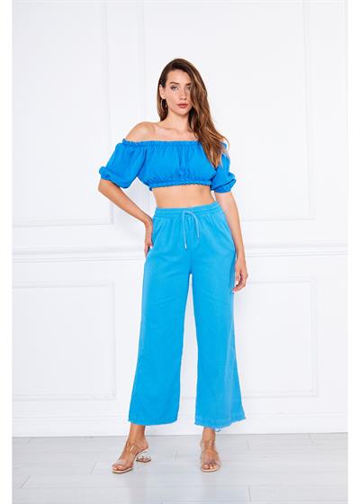 Büzgülü Keten Mini Bluz