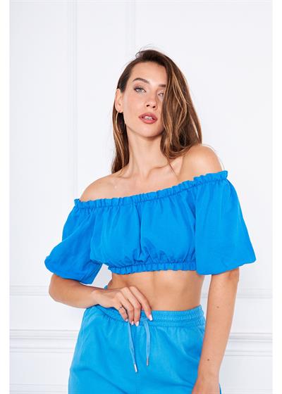 Büzgülü Keten Mini Bluz