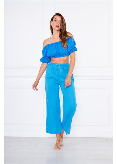 Büzgülü Keten Mini Bluz