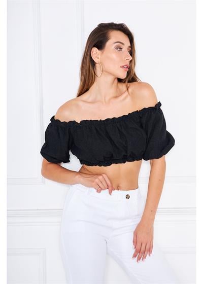 Büzgülü Keten Mini Bluz