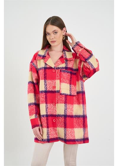 Cepli Düğmeli Ekose Ceket