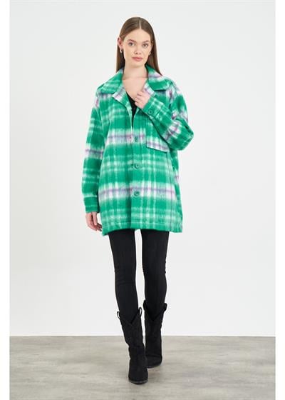 Cepli Düğmeli Ekose Ceket