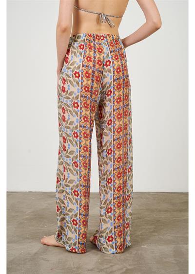 Çiçek Desen Lastikli Pantolon