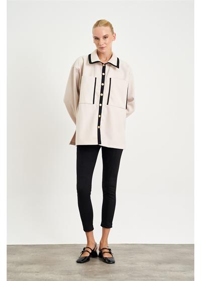 Çift Cep Garnili Kaşe Gömlek 