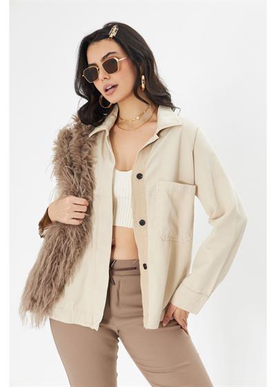 Çift Cepli Gabardin Gömlek 