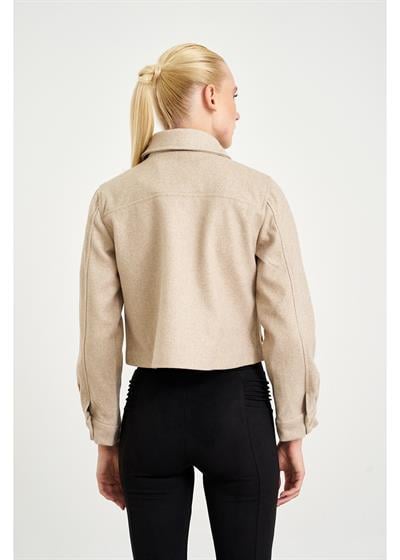 Çıtçıtlı Melanjlı Kısa Kaşe Mont