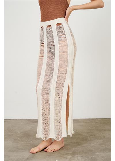 Çizgi Detay Yırtmaçlı Ajur Etek 