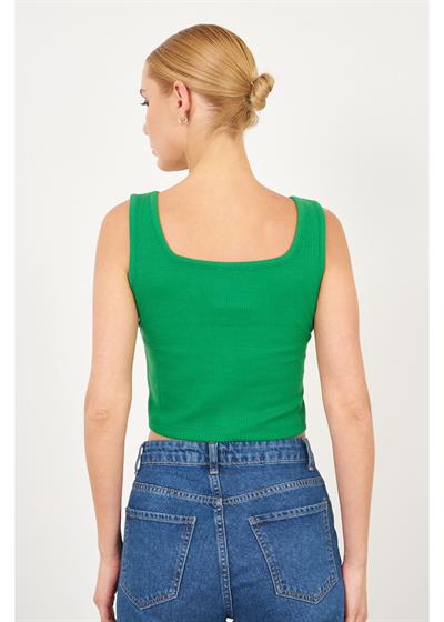 Çizgi Detaylı Askılı Kaşkorse Crop