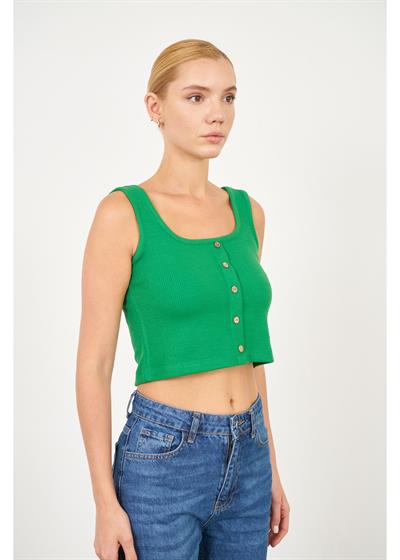 Çizgi Detaylı Askılı Kaşkorse Crop