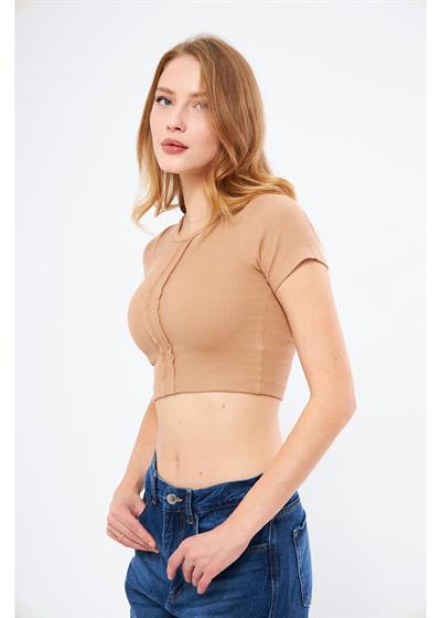 Çizgi Detaylı Kaşkorse Crop 