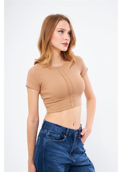 Çizgi Detaylı Kaşkorse Crop 