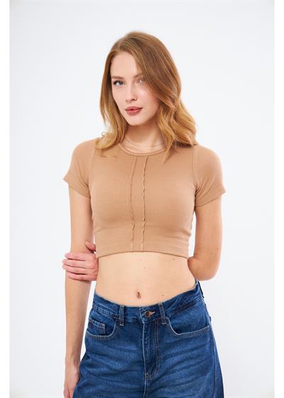 Çizgi Detaylı Kaşkorse Crop 