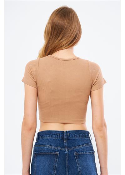 Çizgi Detaylı Kaşkorse Crop 