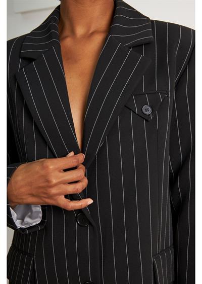 Çizgili Atlas Ceket