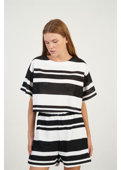 Çizgili Örme Crop
