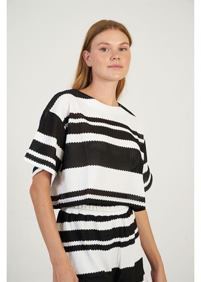 Çizgili Örme Crop