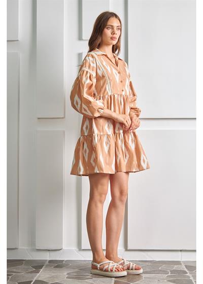 Dantel Detaylı Fırfırlı Elbise