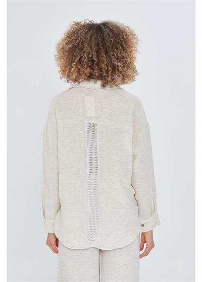 Dantel Garnili Keten Müslin Gömlek 