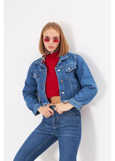 Denim Crop Ceket 