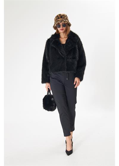 Deri Kulplu Peluş Çanta 