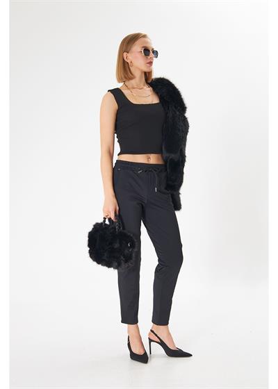 Deri Kulplu Peluş Çanta 