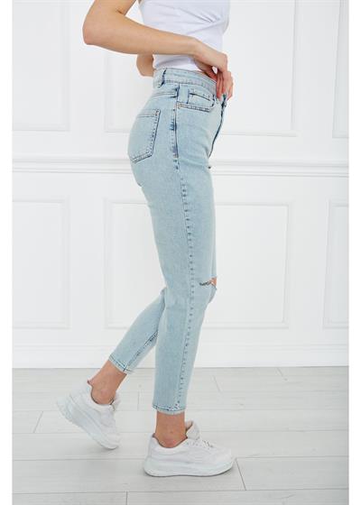 Dizi Yırtık Denim Pantolon