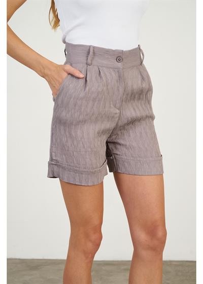 Duble Katlamalı Plise Şort