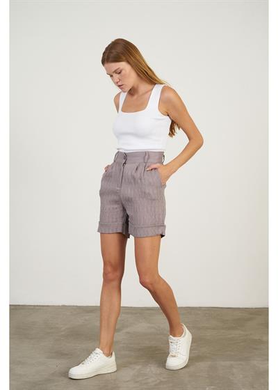 Duble Katlamalı Plise Şort