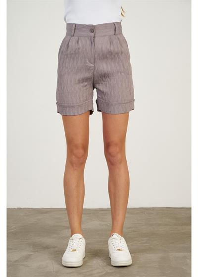 Duble Katlamalı Plise Şort