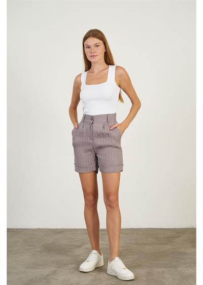 Duble Katlamalı Plise Şort