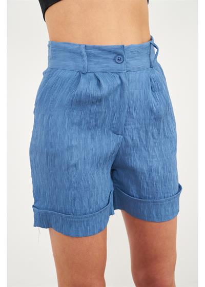 Duble Katlamalı Plise Şort