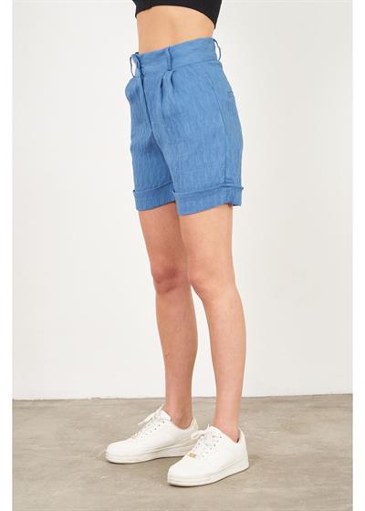 Duble Katlamalı Plise Şort