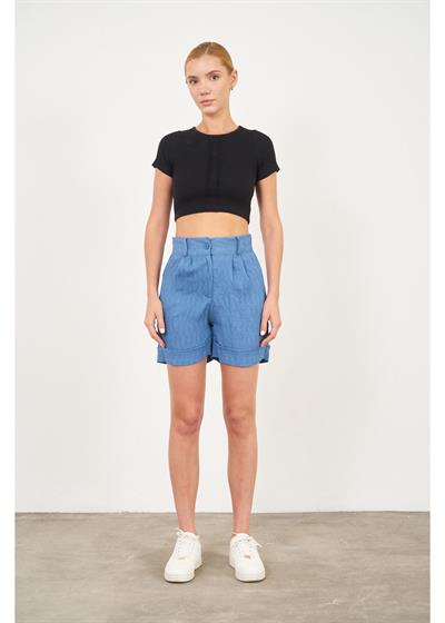 Duble Katlamalı Plise Şort