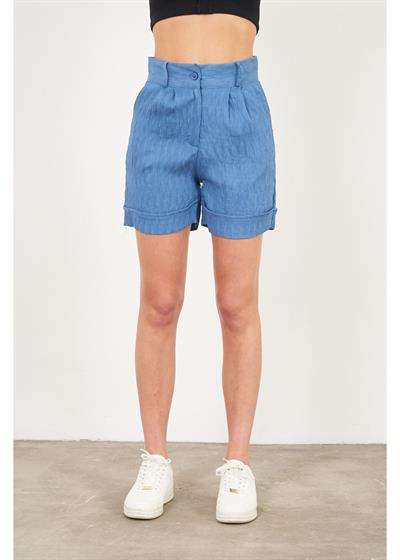 Duble Katlamalı Plise Şort