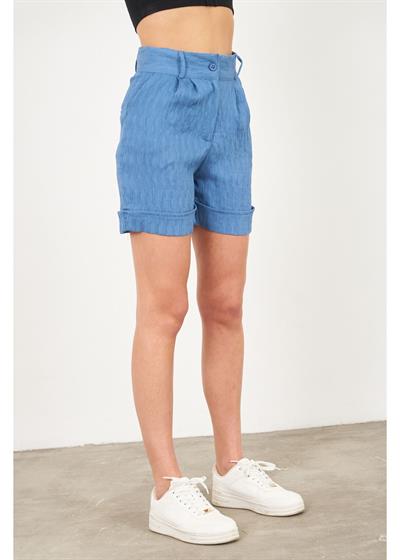 Duble Katlamalı Plise Şort