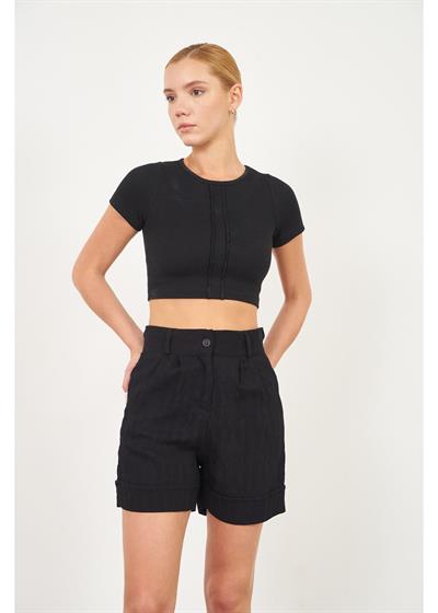 Duble Katlamalı Plise Şort